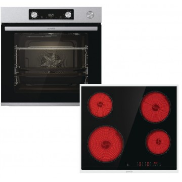 Gorenje BSA6737E15X + ECT641BX Φούρνος άνω Πάγκου 77lt με Κεραμικές Εστίες Π59.5εκ. Inox